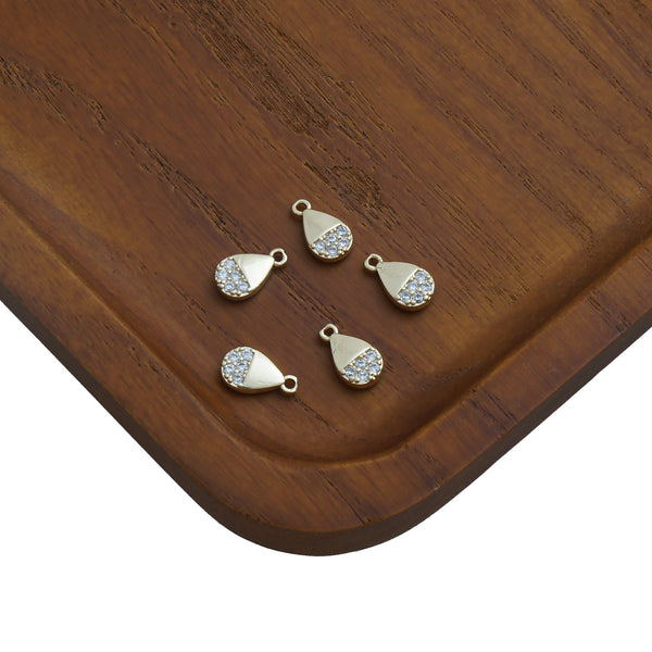 14k Gold Filled Teardrop pendant with zircons, zircon teardrop charms,  DIY Bracelet Necklace Earring Jewelry Making Supplies 10422750