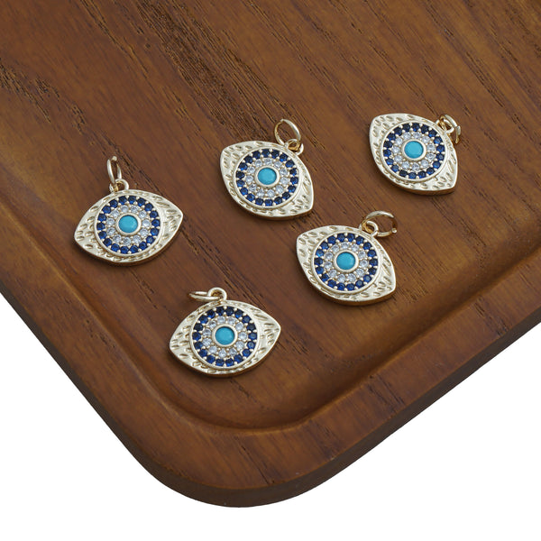 14k Gold Filled Evil Eye Pendant, Cubic Zirconia Evil Eye Pendants, DIY Necklace or bracelet Making Supplies 10422850
