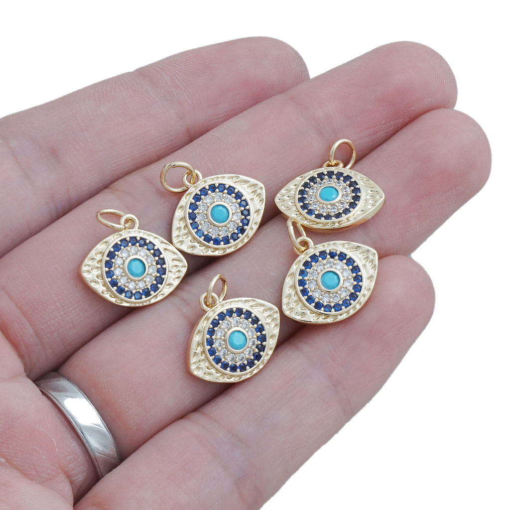 14k Gold Filled Evil Eye Pendant, Cubic Zirconia Evil Eye Pendants, DIY Necklace or bracelet Making Supplies 10422850