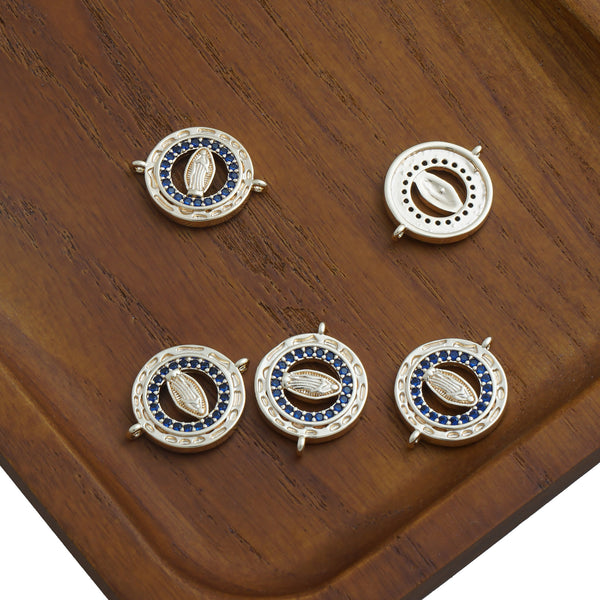 14k Gold Filled Evil Eye Charm, Round Evil Eye Connector with 2 loops, Cubic Zircon Evil Eye pendant for Necklace Bracelet Making  10422851