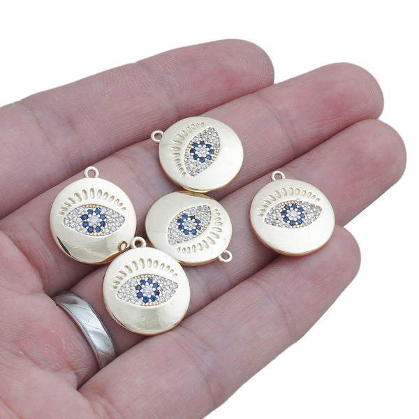 14k Gold Filled Evil Eye Pendant, Dainty Evil Eye Charm, Round pendant, Evil Eye Necklace for Christmas Gift 10422852