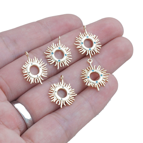 14k Gold Filled Sun Pendant, Tiny Sunbust Charm for Necklace Bracelet Making, Celestial Jewelry 10422952