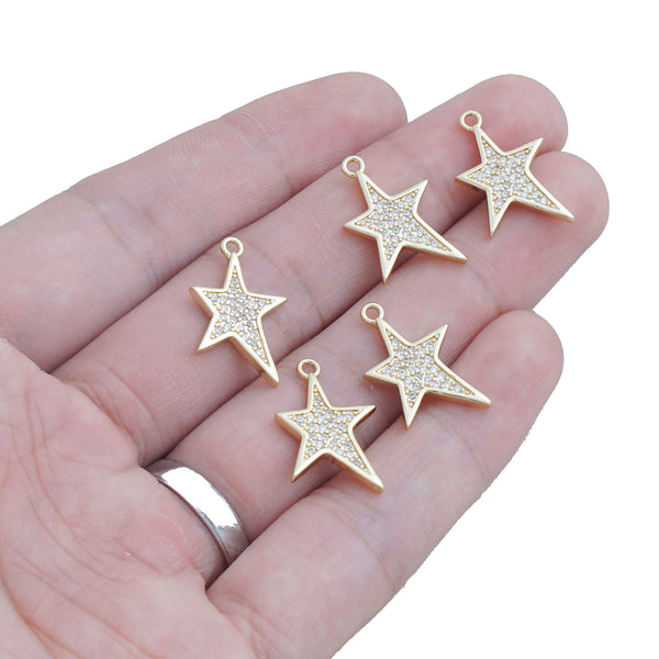 14k Gold Filled Star Charm, CZ Zirconia Pendant, 5-point Star pendant for Bracelet Necklace Making, DIY Jewelry gift 10422956