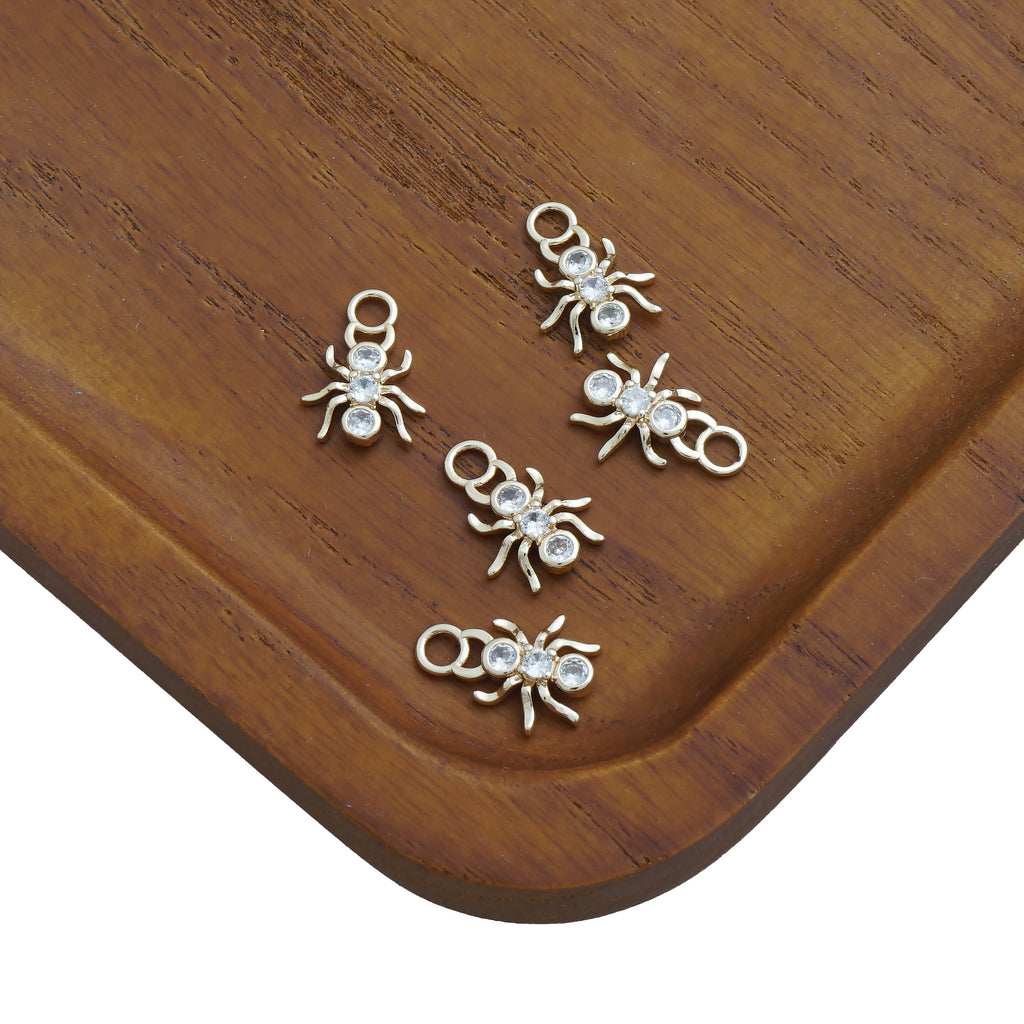 14k Gold Filled Crystal Cubic Zircon Spider Pendant, Insect Bracelet, Araneid Earring, Animals Charm, DIY Christmas Gift 10423054