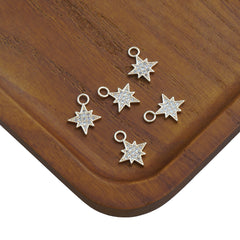 14k Gold Filled CZ Zirconia Starburst Pendant, Micro Pave Star Charm, Polar Star Connector for Necklace, Bracelet, Earrings 10423055