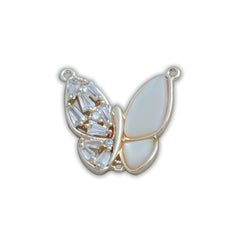 14k Gold Filled Butterfly pendant, Mother of Pearl Butterfly Pendant, Zircon Butterfly charm with 2 loops, Gift for her 10423153