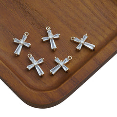 14k Gold Filled Cross Pendant, Religion Charm, Micro pave Zirconia Christian Charms DIY Jewelry Making 10423350