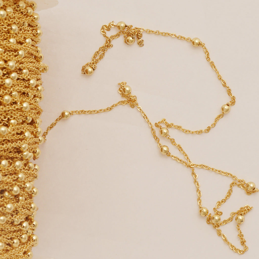 Long-Lasting 18K Real Gold Finish Beaded Chain - Unfinished for Custom Jewelry Making - Ideal for Bracelets & Necklaces 6 feet 104258