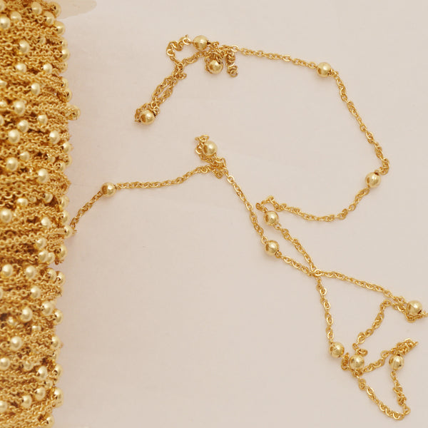 Long-Lasting 18K Real Gold Finish Beaded Chain - Unfinished for Custom Jewelry Making - Ideal for Bracelets & Necklaces 6 feet 104258