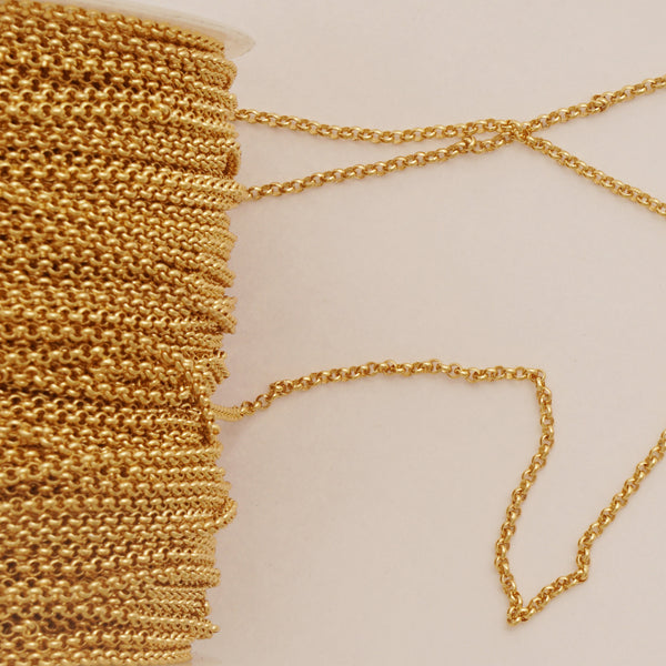 6 feet 2mm Long-Lasting 18K Real Gold Finish Rolo Chain, Wholesale Necklace Chain, DIY Jewelry Making Supplies 10426450