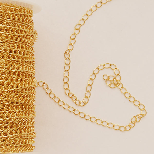 6 feet Long-Lasting 18K Real Gold Finish Oval Cable Chain, Unfinished Extender Chain, Bulk Chain, Jewelry Making Supplies 10426550