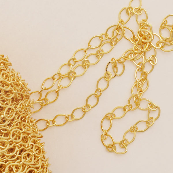 6 feet Long-Lasting 18K Real Gold Finish Oval Long and Short Paper Clip Chain, Unfinished Chain Bulk Chain, Jewelry Making Supplies 10426650