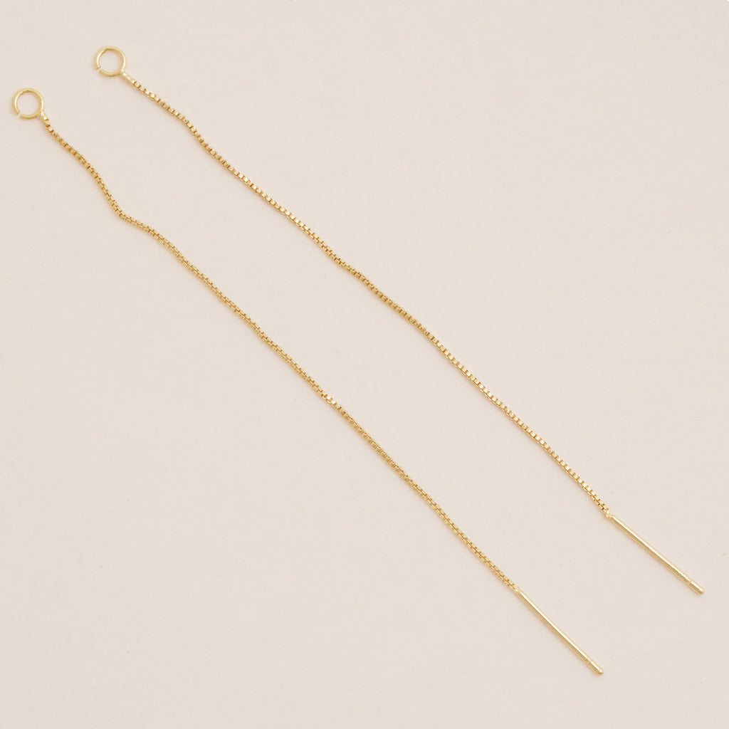 10PCS Long-Lasting 18K Real Gold Finish Earring Chain, Box Chain/Curb Chain Thread with open ring, Gold Threader Ear Findings 104268