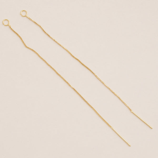 10PCS Long-Lasting 18K Real Gold Finish Earring Chain, Box Chain/Curb Chain Thread with open ring, Gold Threader Ear Findings 104268