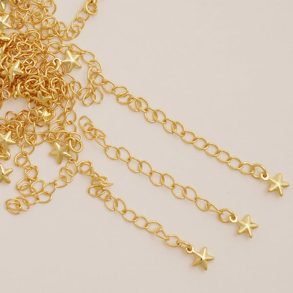 10pcs Long-Lasting 18K Real Gold Finish Chain Extender, Extension Chain with Star Charm, Adjustable Extender for Necklace Bracelet 10427150