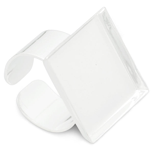 20*20mm Silver Plated Square Adjustable Ring Setting,Blank Metal Ring Base, Blank Ring Bezel for Glass Cabochon,sold 10pcsl/lot