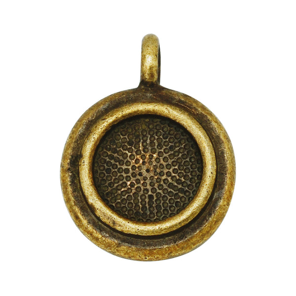 20PCS Stepped Bezel Charm, 7mm Round Birthstone Setting Charms fit SS34,Antique Bronze Plated Birthstone jewelry