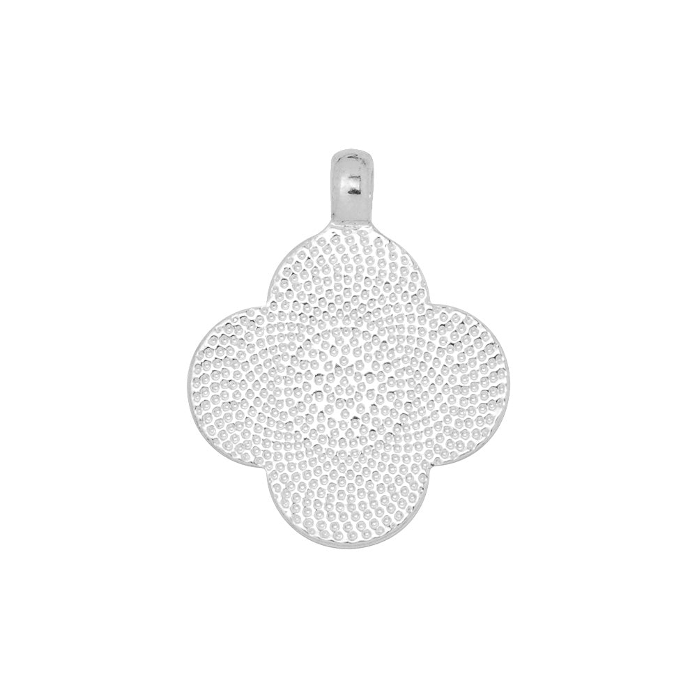 19*19mm Clover Pendant Trays,Silver Plated Cameo Bezel Setting Blanks For Glass Cabochon,Jewelry Supplies,20pcs/lot