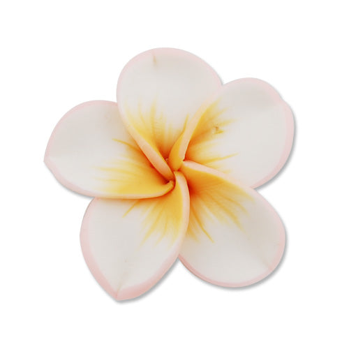 40MM HandMade And Flat Back Polymer Clay Flower Beads,White,Side Drilled Hole Size 2.5MM,Lead Free,Sold 50 PCS Per Package