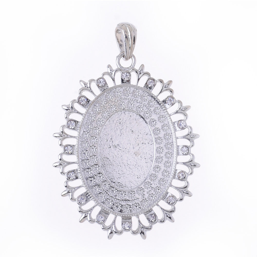 60*47mm Pendant Blank Base Setting Necklace Blank Row Rhinestone fit 40*30mm cabochons Jewelry supplies thickness 3mm White K 10pcs 10022303