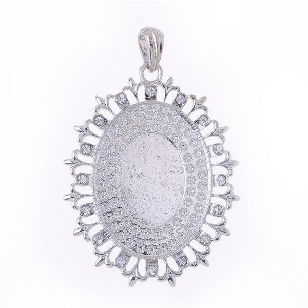 60*47mm Pendant Blank Base Setting Necklace Blank Row Rhinestone fit 40*30mm cabochons Jewelry supplies thickness 3mm White K 10pcs 10022303