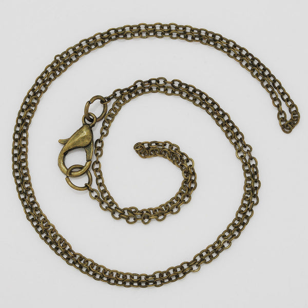 1.5mm brass Chain Necklace for Pendants Length 18" Bulk Chain with lobster clasp Craft Supplies Findings Antique Bronze 20PCS
