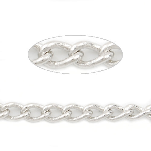 4.8MM*3.2MM Brass Nickel Plated Twist Oval Chain,Handmade,Sold 25 Meters Per Roll