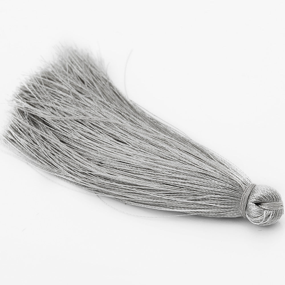 8cm Silky Tassels,Handmade Long Jewelry Tassels,Silver Gray Fashion Mala Necklace Tassels, 20pcs/lot
