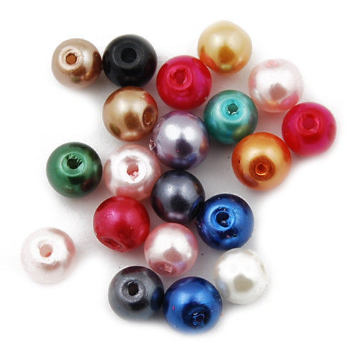 6 MM Mixed Colors Glass Pearl Beads,Round,Hole Size 1 MM,Sold 1700 PCS Per Pkg