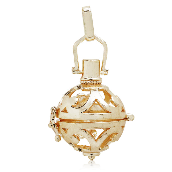 25*30mm Necklace Pendant Hollow Box,18K Gold Pregnancy Peace Ball cage for 16mm beads,1pcs/lot