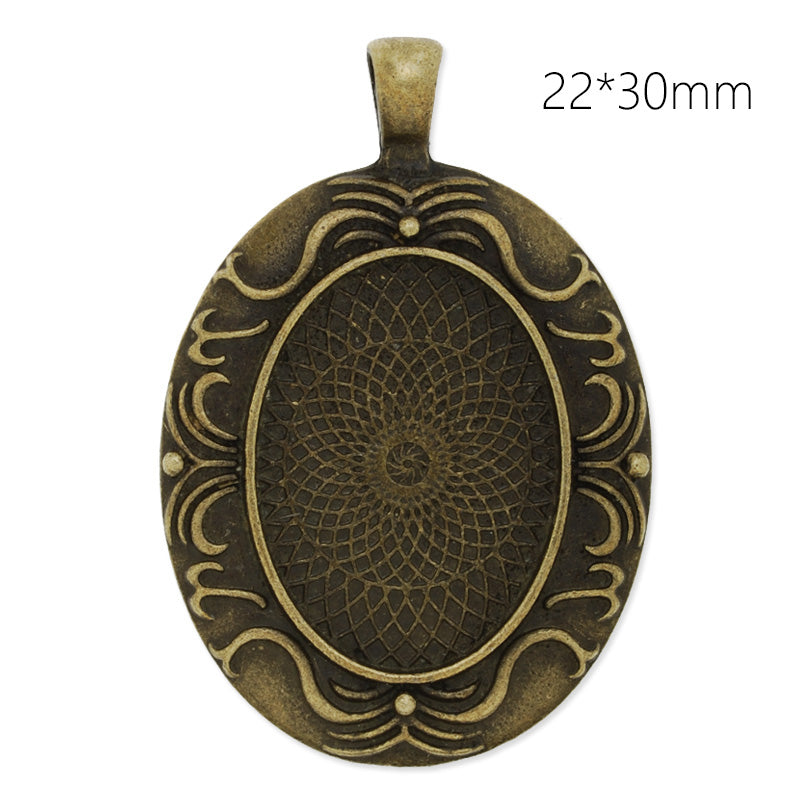 22x30mm Antique Bronze plated oval Zinc Alloy Cabochon Base Setting Pendants,cabochon bezel settings, 10 pieces/lot