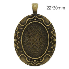 22x30mm Antique Bronze plated oval Zinc Alloy Cabochon Base Setting Pendants,cabochon bezel settings, 10 pieces/lot