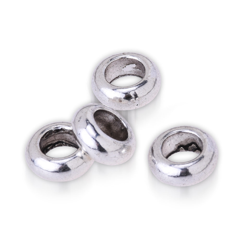 9.5mm Tibetan Silver Charms Smooth Ring Spacers Beads Stopper Beads Fit Bracelets 50pcs