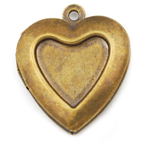 20*19mm Antique Brass Blank Heart Lockets Pendant,setting ,Sold 30 pcs per pkg