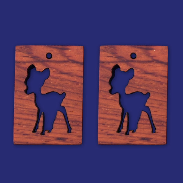 1 Rectangular frame deer 34.5x24x4mm wooden pendant Resin Setting Blanks handmade wood resin jewelry