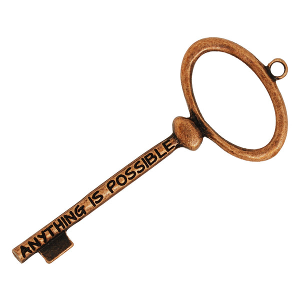 73*30mm Antique Copper Skeleton Keys,Vintage Keys Pendant,'ANYTHING IS POSSIBLE' ,Charm Necklace Jewelry,sold 10pcs/lot