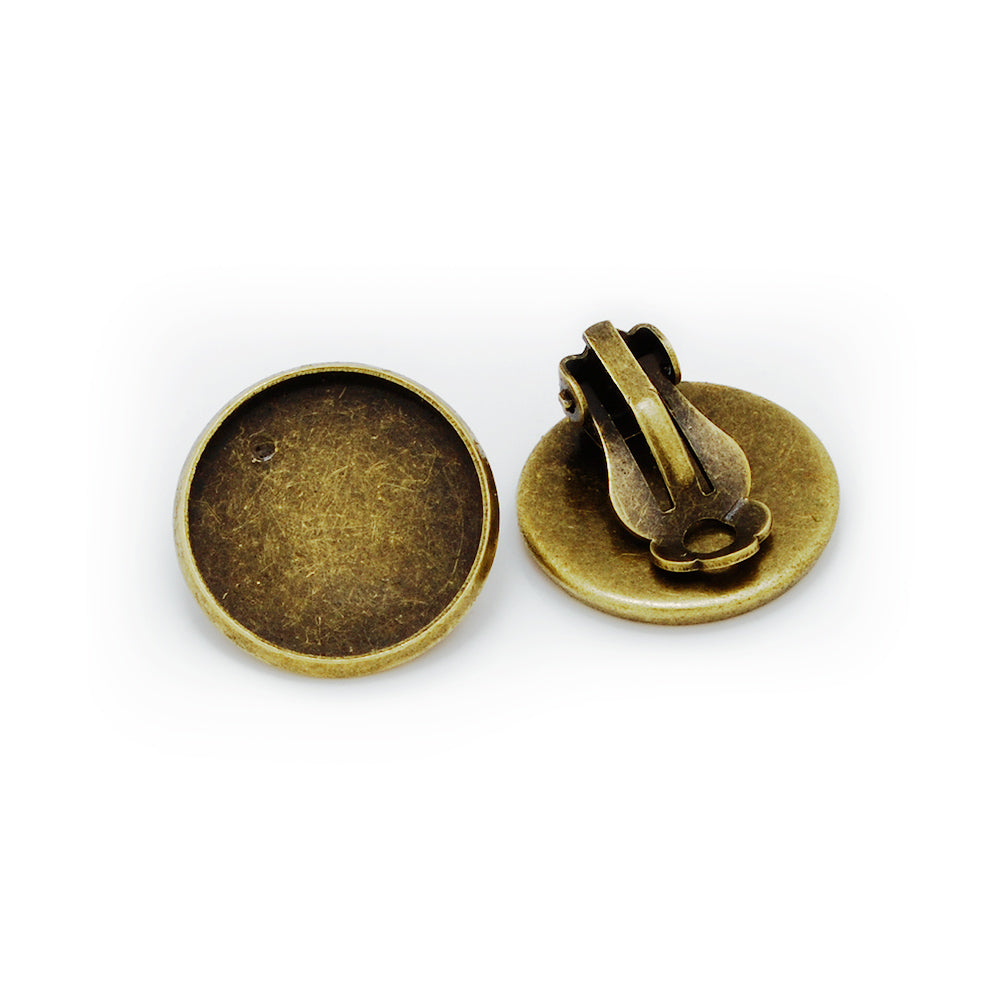 16mm Round Antique Bronze Metal Blank Earring Clip Base,Earring Clip Blanks,Cabochon base earring clip,sold 50pcs/lot