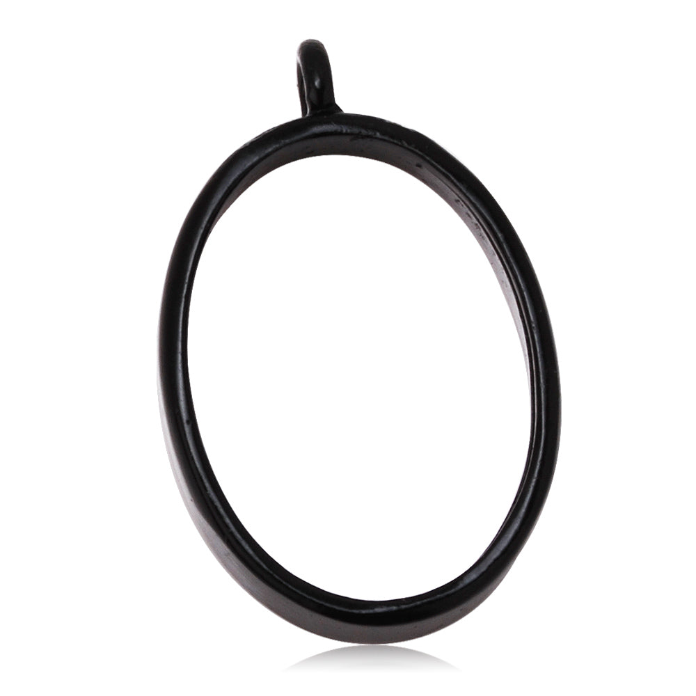 18*25mm Open Back Bezel Pendant,Oval Black Pipe Pendant Bezel Open Back for Resin,Polymer,etc,Open Back Frame,Base Metal Bezel,10pcs/lot