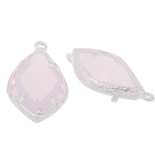 14x24mm framed glass,metal framed glass,Faceted glass,rose water opal,connectors,gemstone bezel,Sold 5pcs/lot