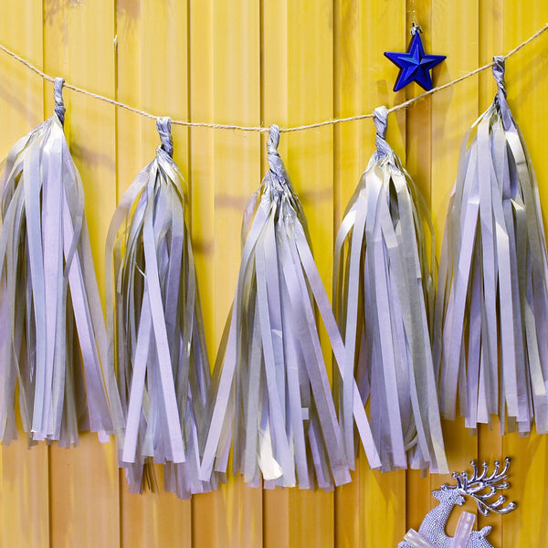 Paper Tassel Assembled or DIY Tassel Garland Wedding Photo Backdrop Birthday Party Decorations 12" silver  1bag