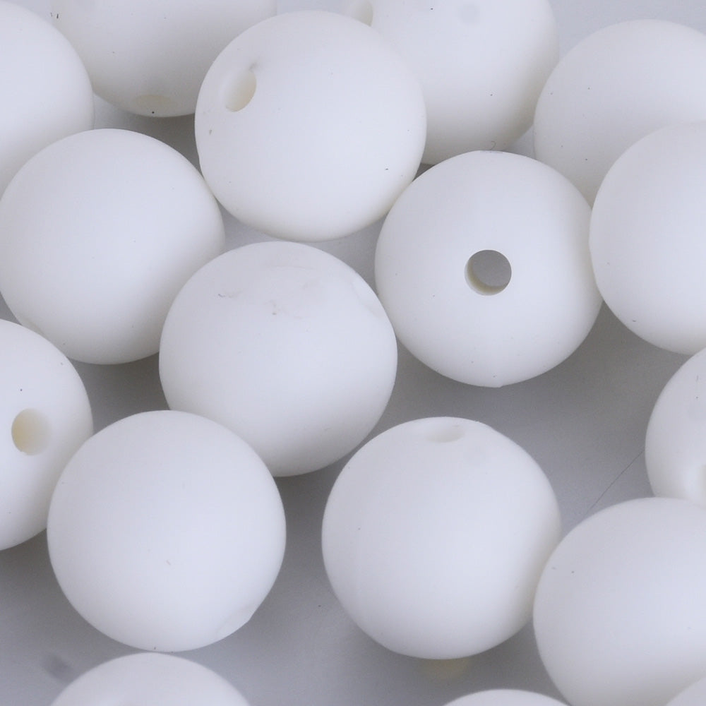 18mm Round Teething Beads Bulk Loose Chew Silicone Beads BPA Free Wholesale Silicone Beads white 10pcs
