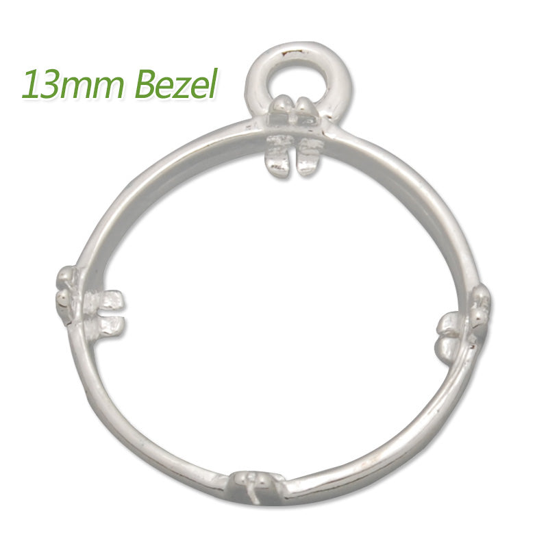 13MM Round Brass Gemstone Bezel,Silver,charms links,sold 20pcs per lot