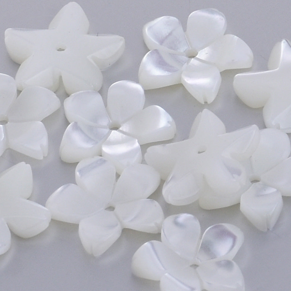 10mm Mother of Pearl Beads Shell Carved Charms Natural shell charm Shell  central hole 1mm Handmade Jewelry supplies  white 6pcs
