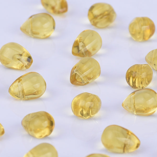 6*9mm Glass Teardrop Beads Czech beads Glass drop Beads Glass Beads Tiny Drops Seed Beads yellow 50pcs