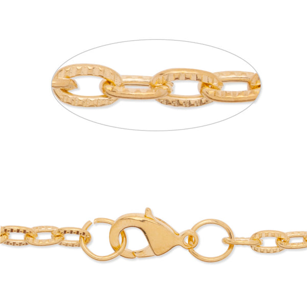 24 inch long Cable necklace chain for pendant,4x7mm link size,Lobster Clasp end,Brass chain,golden plated,20pcs/lot