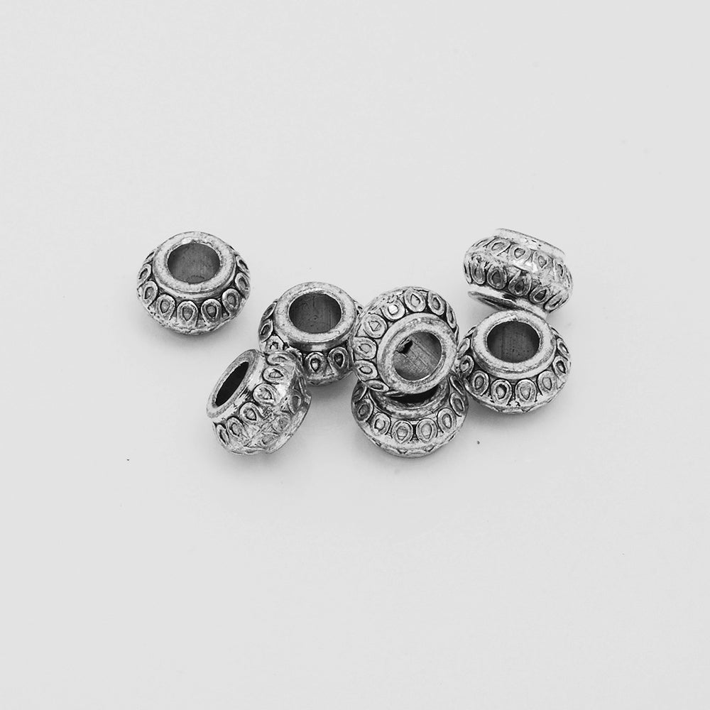 Jewelry Spacer,Rondelle Beads,Silver Tone Spacer Beads,Diy Large Hole Spacer beads,Thickness 5.5 mm,Sold 50pcs/lot
