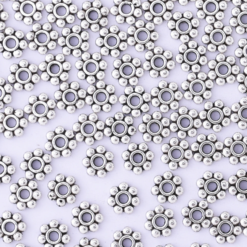 8mm Tibetan Silver Daisy Flower Spacer Beads Loose Beads Charms DIY Findings 50pcs