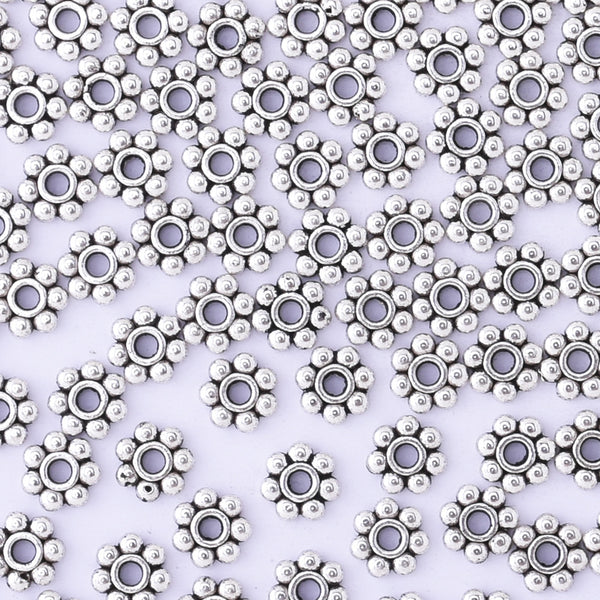 8mm Tibetan Silver Daisy Flower Spacer Beads Loose Beads Charms DIY Findings 50pcs