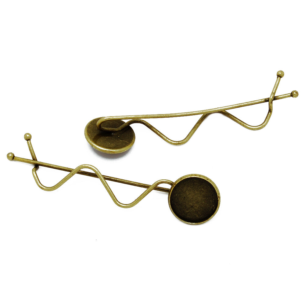 New arrived Bobby hair pin with 14mm round blank setting,Antique Bronze Platter word folder hairpin,Simple Metal hair barrette,20pcs/lot