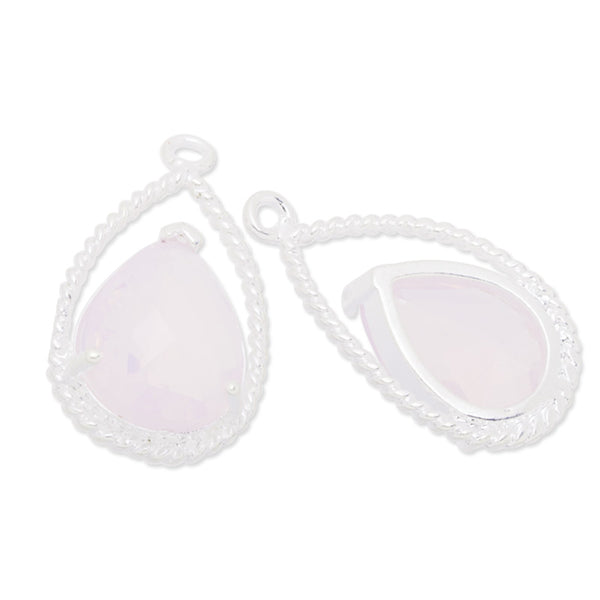 11.5x20mm framed glass,metal framed glass,Faceted glass,rose water opal,connectors,gemstone bezel,Sold 5pcs/lot